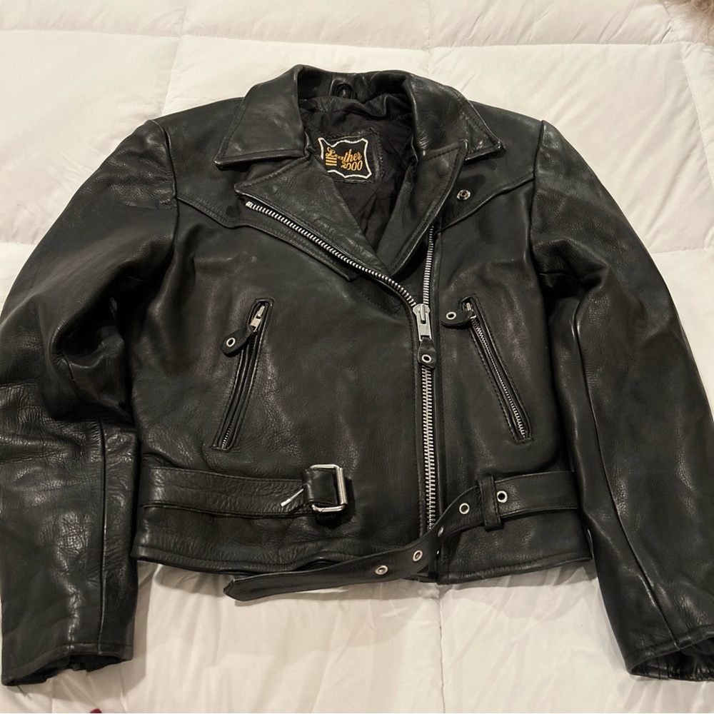 VTG Leather 2000 By Bloomerz Women XS Black 💯Leather Biker Jacket